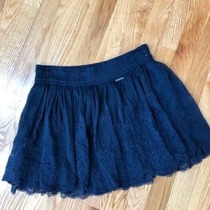 Navy Abercrombie and Fitch skirt with flowers